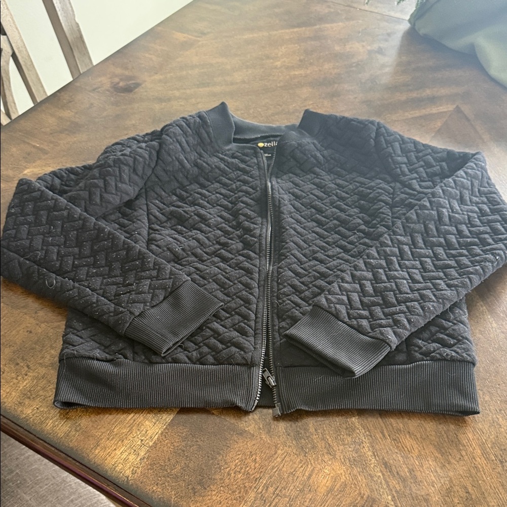 Zella Black Ribbed Collar Jacket